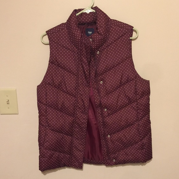 GAP Jackets & Blazers - Gap puffer vest maroon-ish with polka dots!